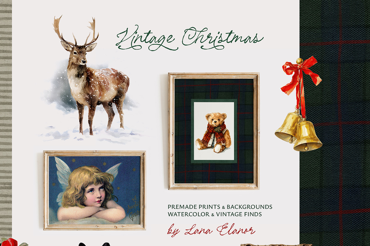 Vintage Tartan Christmas, a Background Graphic by Lana Elanor (Photo 2 of 12)