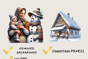 CZECH VINTAGE WINTER VILLAGE CLIPART, a Person Illustration by Daring Digies (Thumbnail 6 of 8)