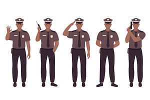 Afro Policeman in Various Poses, a Person Illustration by Flashvector