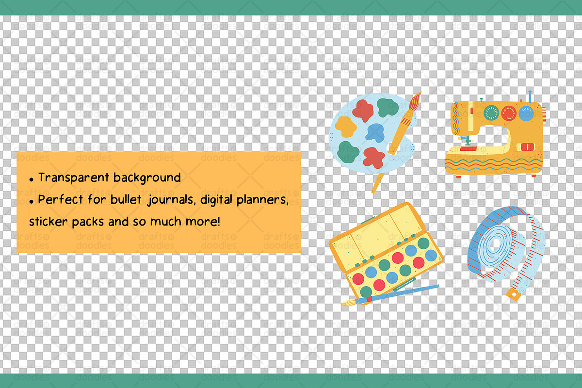 Arts and Crafts Supplies Clipart Set, an Object Graphic by Drafts n Doodles (Photo 3 of 3)