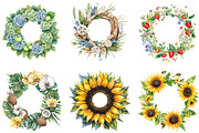 Watercolor Summer Wreath Clipart, an Illustration by DreamArtGraphic (Thumbnail 3 of 4)