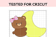 Cute Bear with Moon SVG Bundle, an Illustration by TheHitShop (Thumbnail 4 of 6)