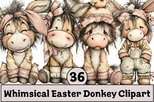 Whimsical Easter Donkey Clipart, an Illustration by Design Market