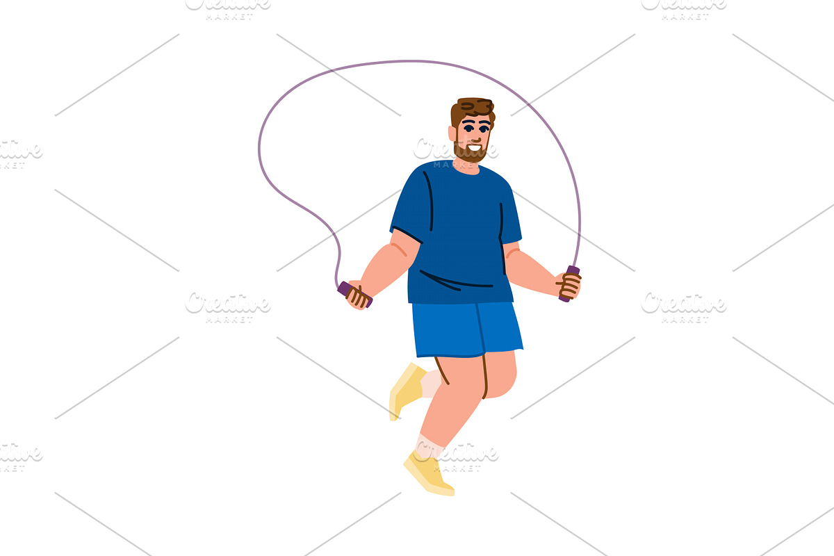 Smiling man jumping rope, doing, a Sport Illustration by pikepicture