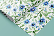 Blue Floral Seamless Pattern, Green, a Pattern Graphic by BrushstrokeArtGB (Thumbnail 8 of 10)