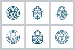 Digital Security Padlock Logos, a Branding & Logo Template by Vectorium Studio