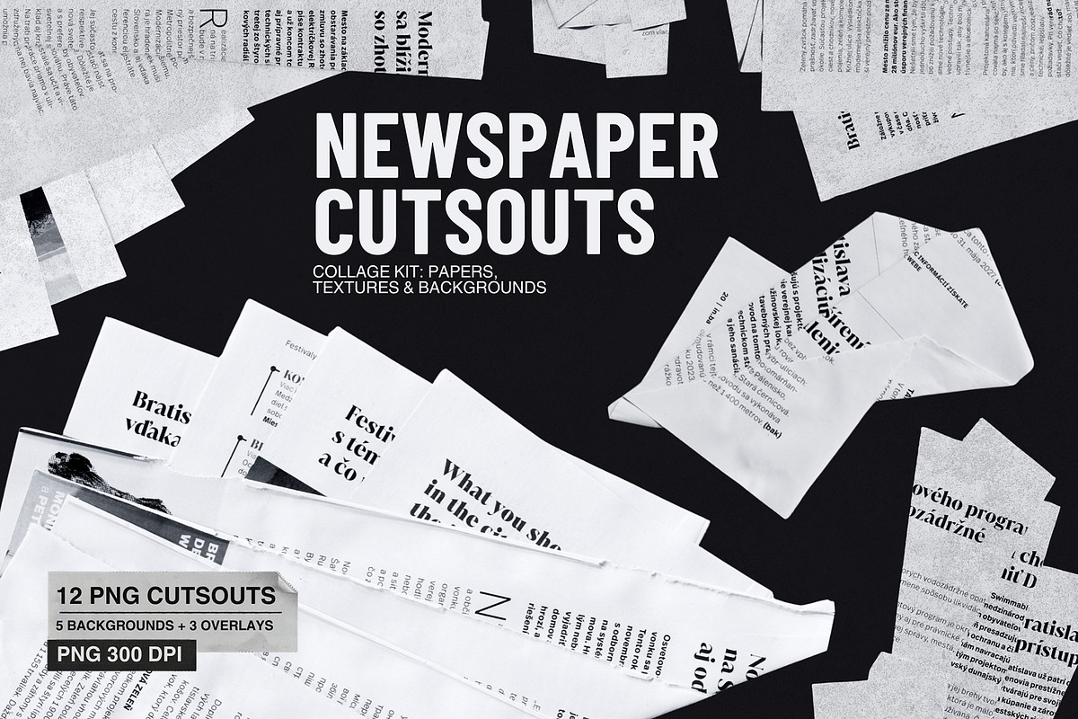 Newspaper Cutouts Collage Grunge Kit, an Object Graphic by ilonitta (Photo 1 of 10)