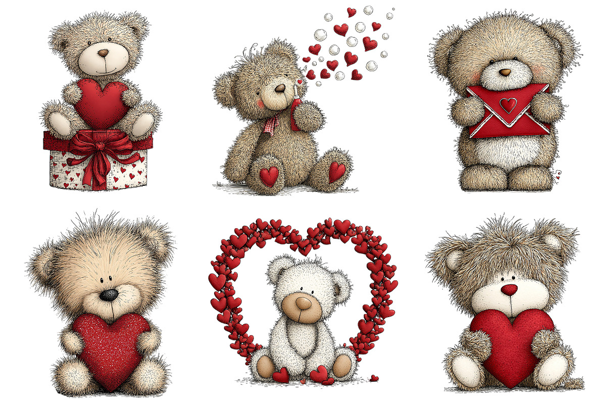 Valentine’s Day Teddy Clipart, an Illustration by Craft Nest (Photo 5 of 11)