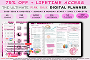 Customizable Pink Rose Digital Plann, a Templates & Theme by Plamarplanners (Thumbnail 1 of 8)
