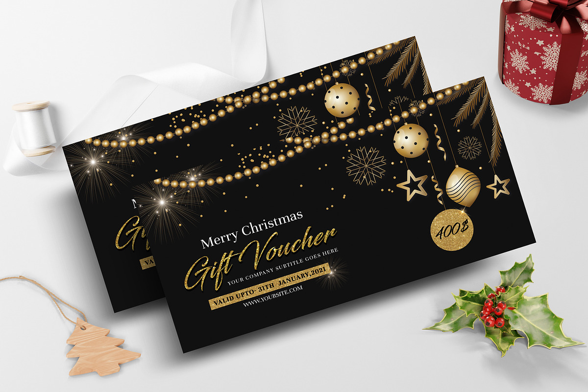Christmas Gift Voucher Template, a Stationery Template by Ultimate Template Shop (Photo 3 of 3)