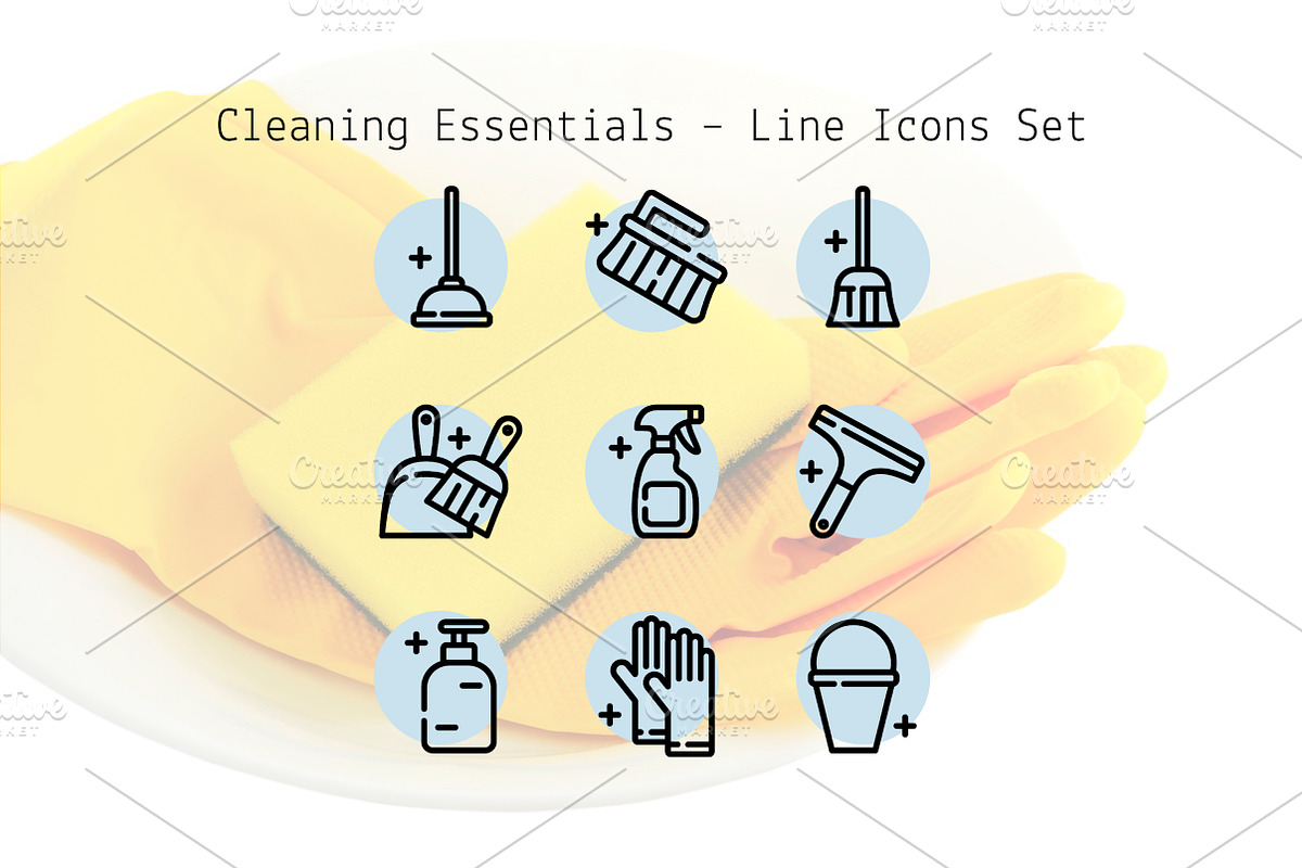 Cleaning Essentials – Line Icons Set, an Outline Icon by Lyolya Profitrolya (Photo 1 of 2)