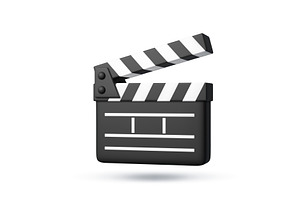 3d movie clapper board icon, an Object Illustration by Buch&Bee