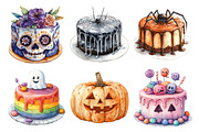 Watercolor Halloween Cake Clipart, an Illustration by Daily.Designs (Thumbnail 2 of 5)