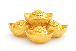 Stack of ornate golden ingots symbolizing wealth and prosperity., a Background Photo by ImageMir