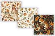 Autumn Dog Woodland Digital Paper, a Pattern Graphic by FloridPrintables (Thumbnail 4 of 9)