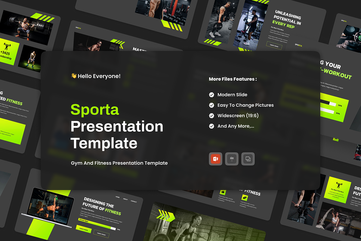 Sporta - Fitness & Gym PowerPoint, a Presentation Template by Annora Studio (Photo 1 of 5)