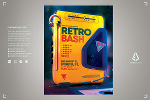Retrowave Flyer 80s Walkman Party