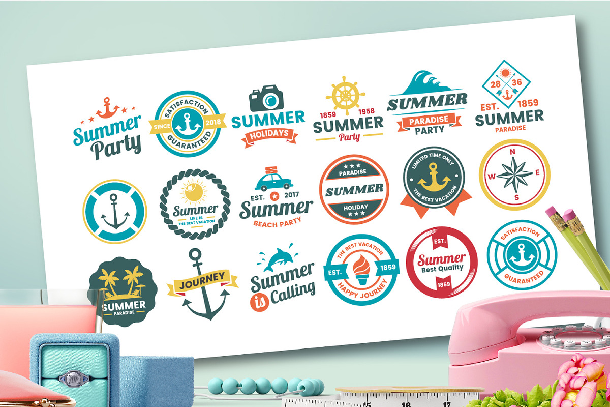 63 SUMMER VINTAGE BADGE & RIBBON, a Branding & Logo Template by Toonsteb (Photo 13 of 16)