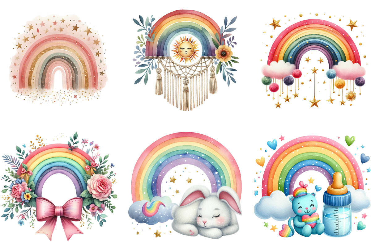 Baby Rainbow Boho Clipart, an Illustration by DreamArtGraphic (Photo 5 of 7)