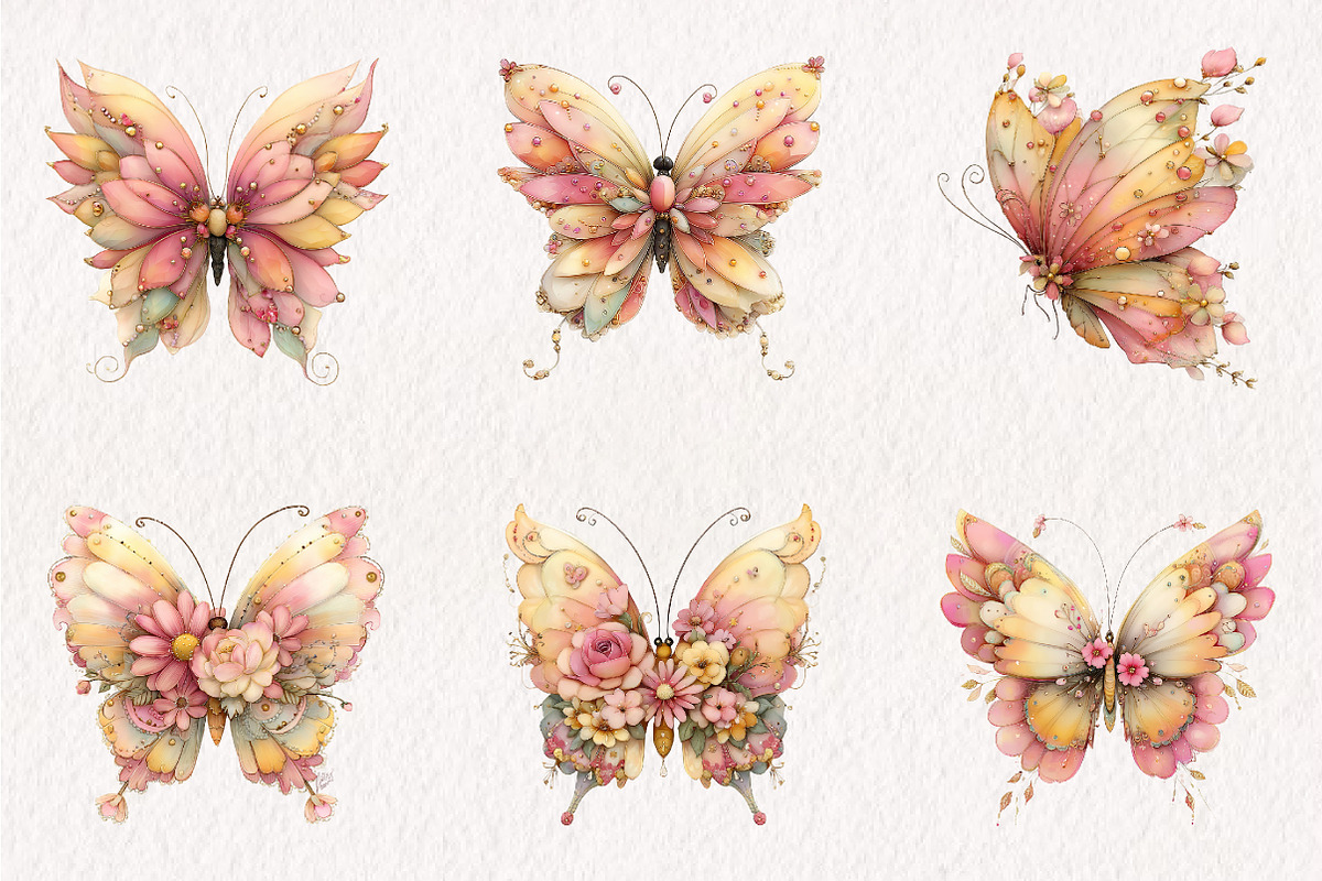 Whimsical Spring Butterfly Clipart, an Illustration by CreationArt (Photo 4 of 10)