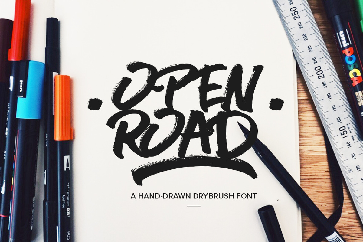 OPEN ROAD Brush Font preview 5