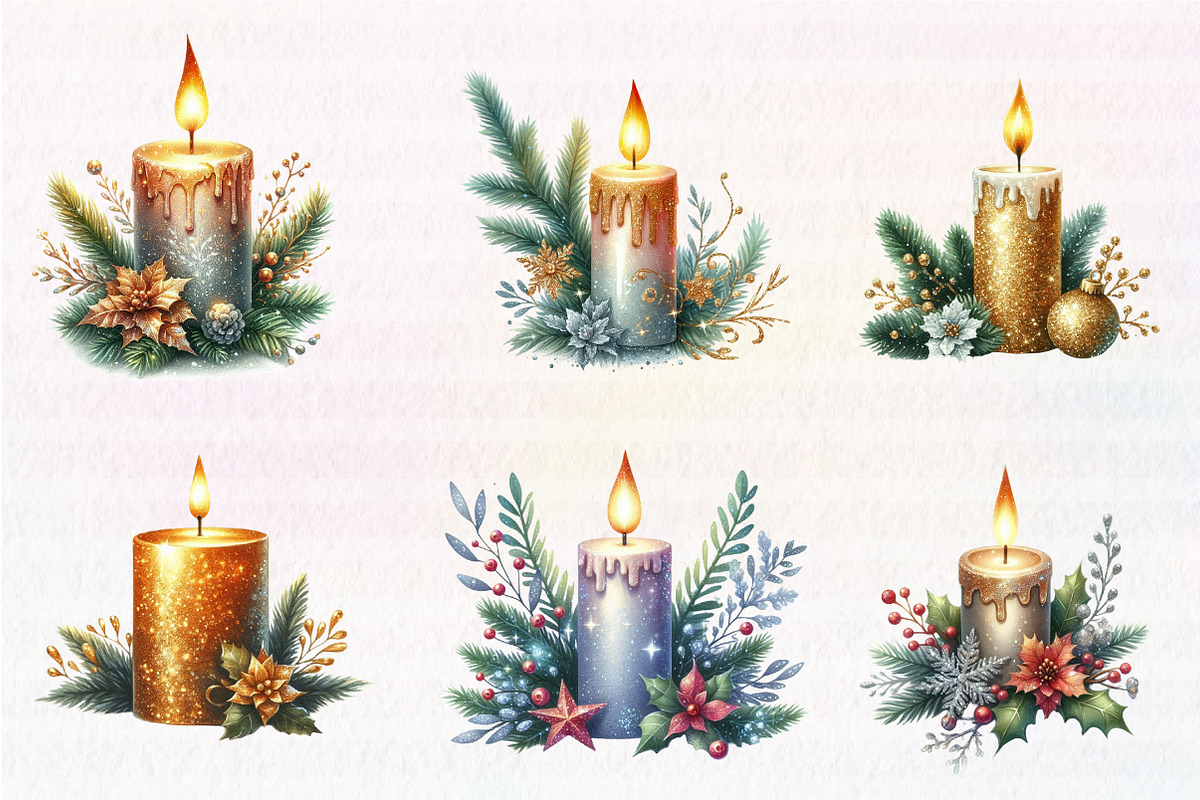Christmas Glitter Candle Clipart, an Illustration by CreationArt (Photo 5 of 5)