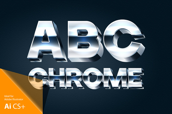 Silver chrome and aluminum 3D font preview 8