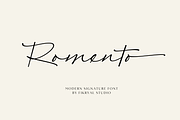 Romento – Modern Signature, a Script Font by Fikryal Studio (Thumbnail 1 of 10)