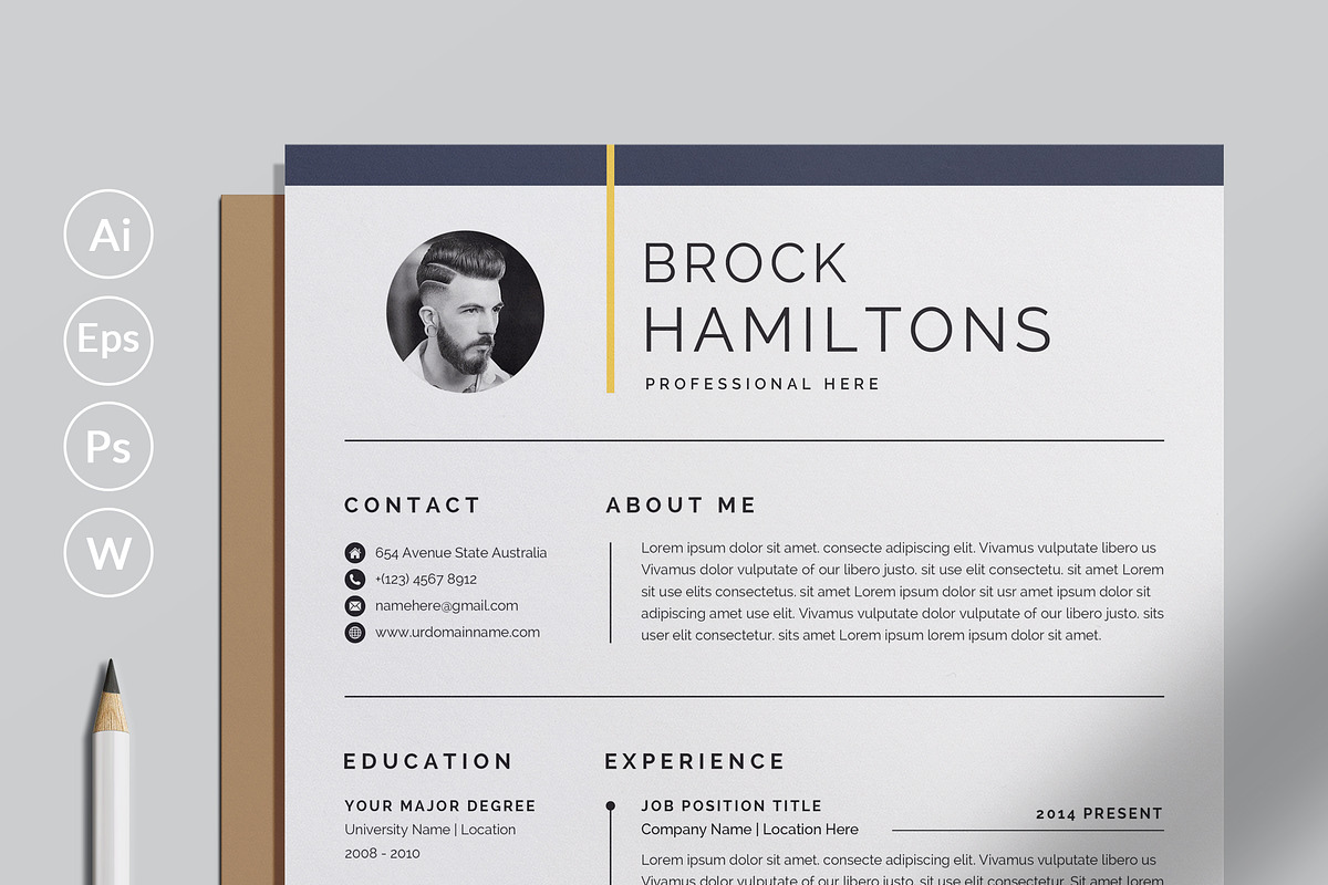Modern Resume/CV Template, a Resume Template by Proper_media (Photo 1 of 7)