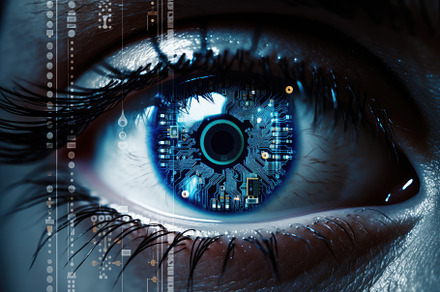 Close up of human eye with digital c, a Photo by Iftikhar Alam