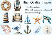 Watercolor Coastal Serenity Clipart, an Illustration by Craft Nest (Thumbnail 2 of 6)