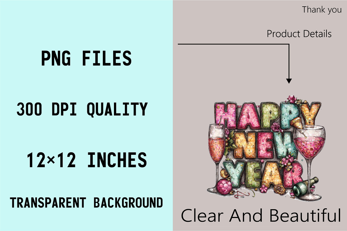 Happy New Year Clipart PNG Clipart B, an Illustration by SVGArt (Photo 3 of 8)