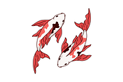 A pair of koi fishes, carps, an Illustration by Cmeree (Thumbnail 2 of 3)