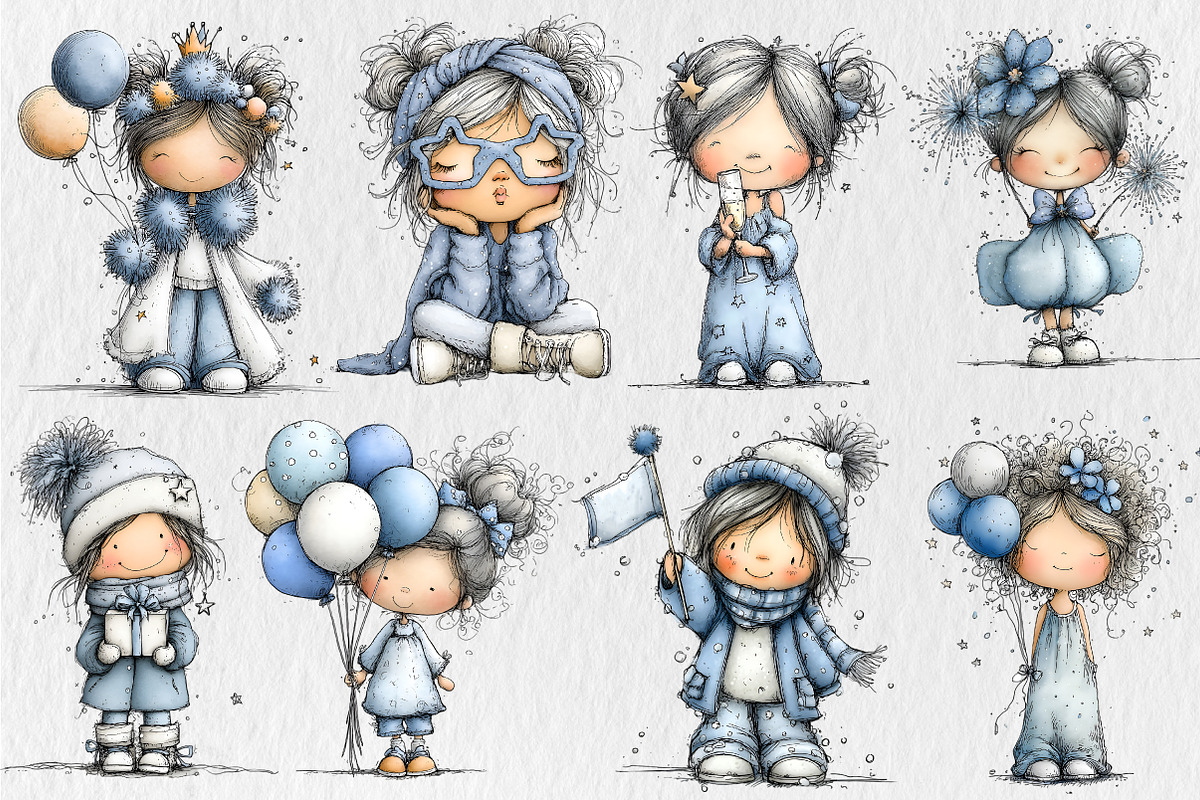 Happy New Year Girl Clipart, an Illustration by Rose Art (Photo 2 of 7)