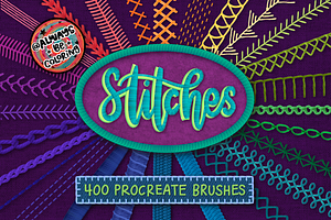 Procreate Stitch Embroidery BrushSet, a Brush Add-On by AlwaysBeColoring