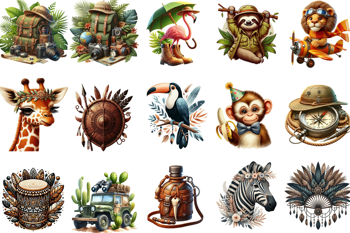 Safari Watercolor Clipart, an Illustration by Designking (Photo 3 of 5)