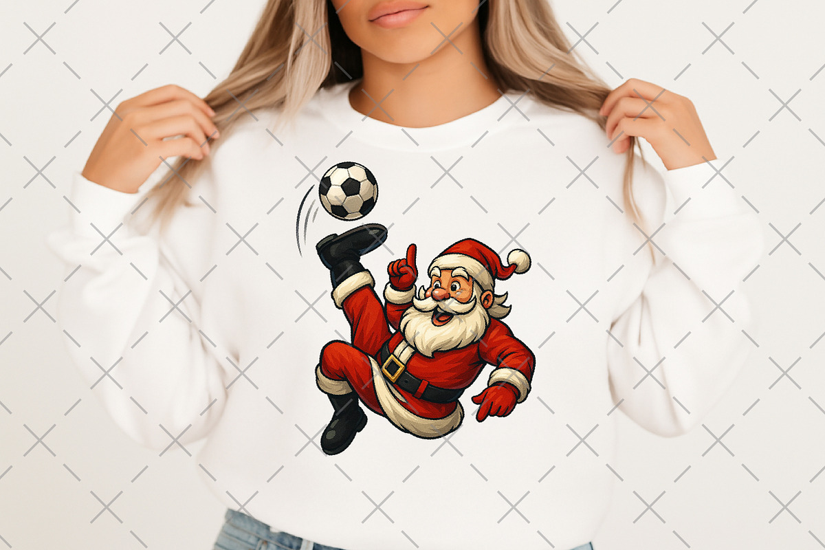 Santa Playing Soccer Funny Christmas, an Illustration by Craft Nest (Photo 2 of 6)