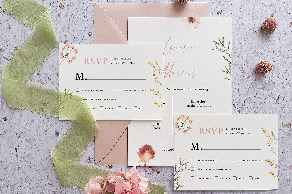 Minimalist Wildflower Wedding Suite preview 3