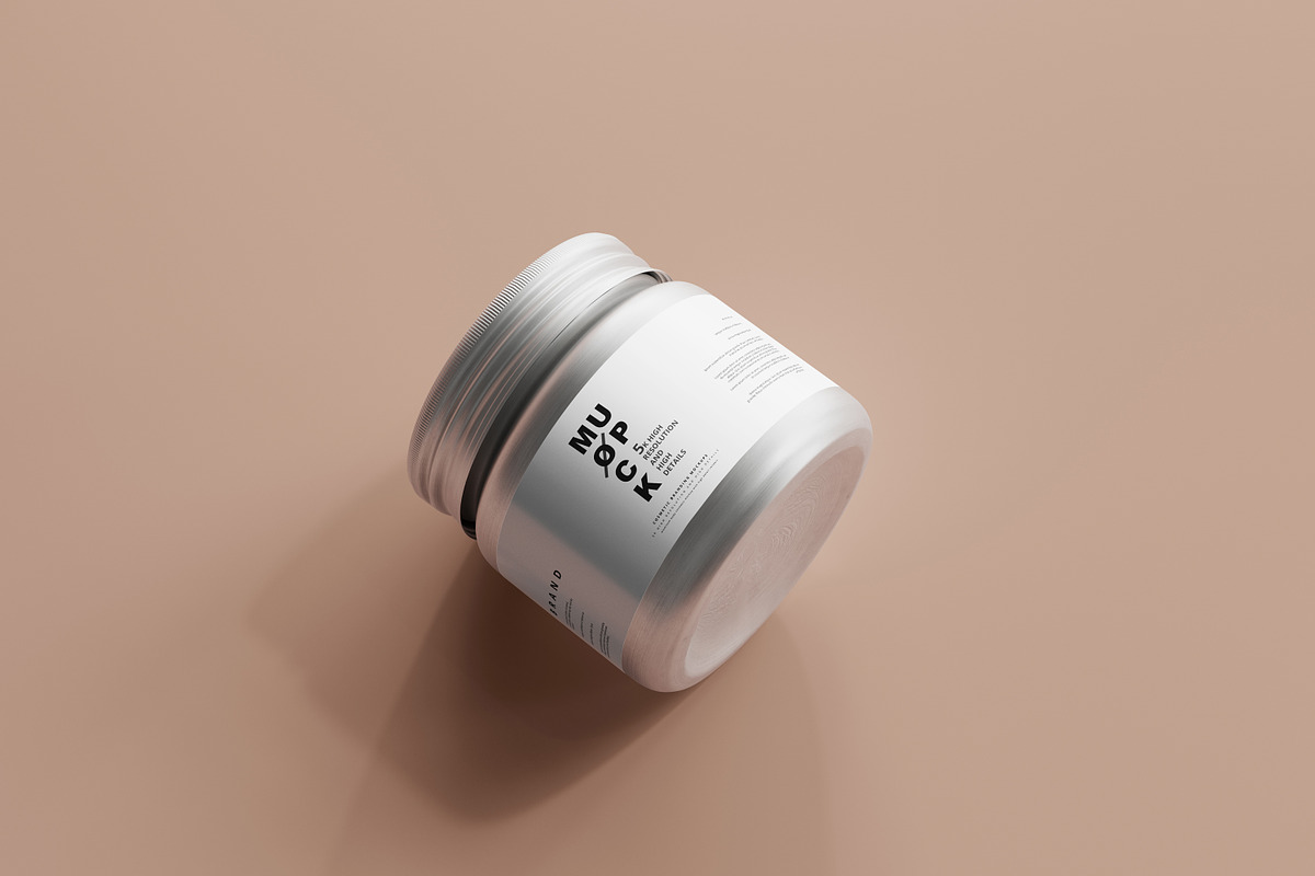 Aluminum Cosmetic Jar Mockup, a Cups & Container Mockup by pmvch (Photo 11 of 25)