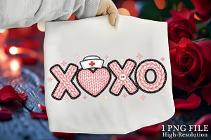 Faux Yarn Xoxo Valentine Nurse PNG, an Illustration by Canvas Craft