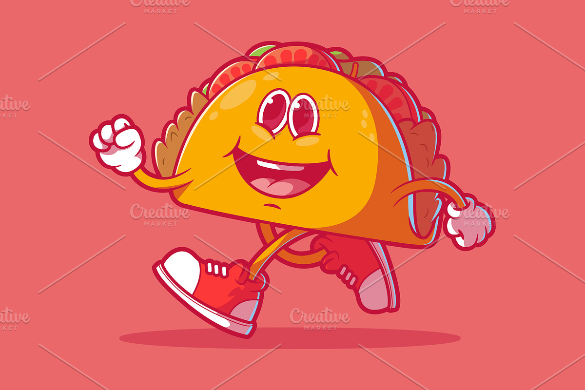 The Running Taco!, a Food Illustration by pedrors