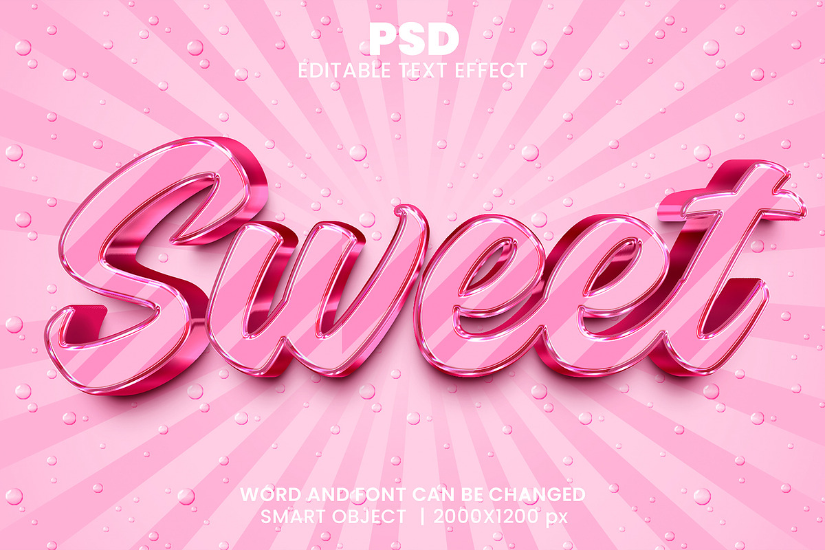 Sweet Pink 3d Text Effect Style, a Brushes & More by bdrobin (Photo 1 of 2)