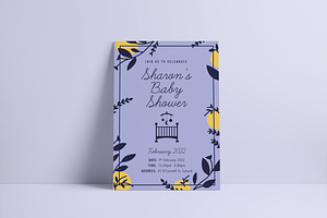 Purple Baby Shower Invitation Design