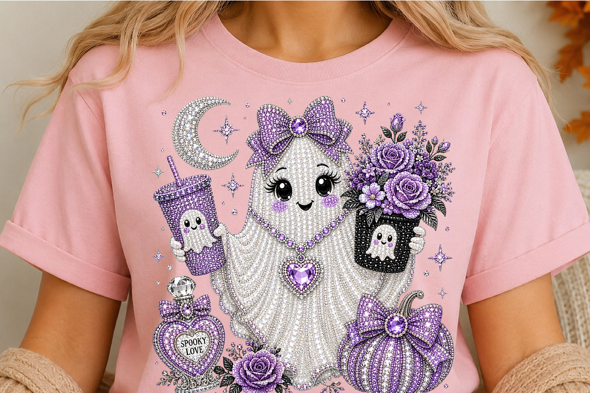 Cute Rhinestone Ghost PNG (2), a Seasonal Illustration by DreamCafeArt (Photo 5 of 6)