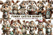 Funny Easter Bunny Clipart, an Illustration by Sublimation Artist (Thumbnail 1 of 7)