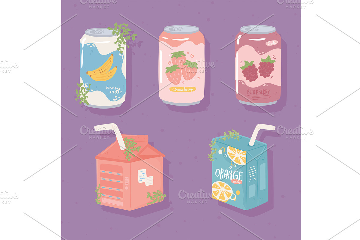 soda cans and boxes, a Food Illustration by studiogstock