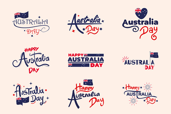Australia Day Typography Badge Set preview 2