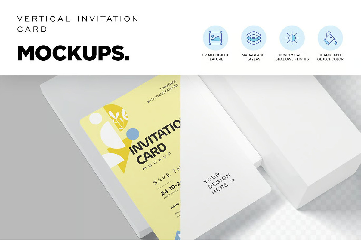 Beautiful 5x7 Invitation Card Mockup, an Advertising Mockup by megostudi0 (Photo 3 of 7)