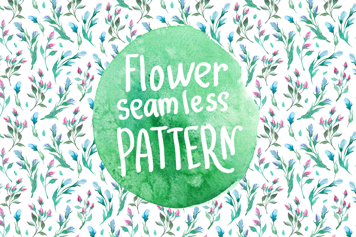 Watercolor seamless flower pattern., a Pattern Graphic by katyabuslaeva (Photo 1 of 2)