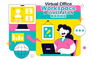 10 Virtual Office Workspace, a Person Illustration by denayunebgt (Thumbnail 1 of 4)